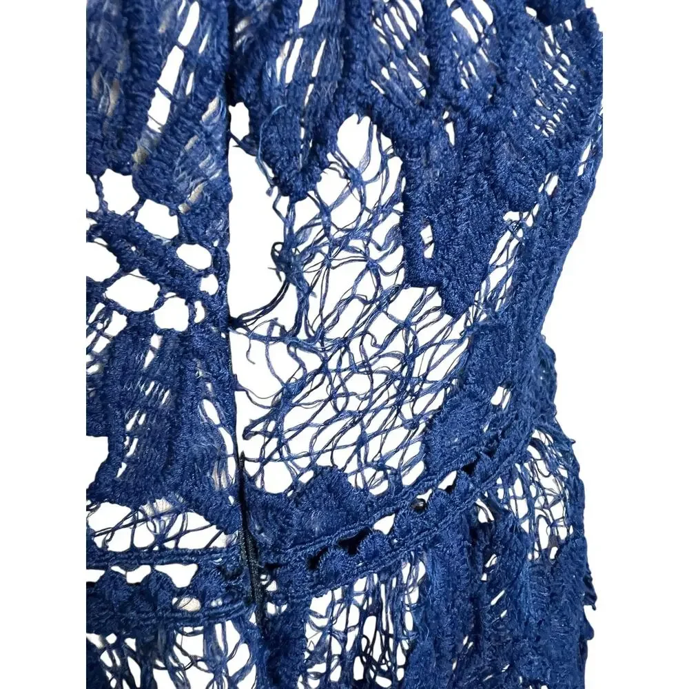 Parisian Lace Fit & Flare Dress Womens 10 Petite Blue Floral Party Cocktail - Picture 9 of 12